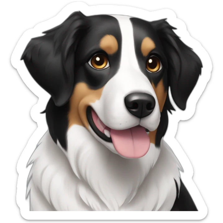 Border collie cross beagle black and white with no brown markers and has shorter hair sticker