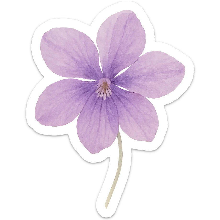 very detailed purple violet flower, delicate petals, vibrant purple hues, soft gradients, realistic botanical details sticker
