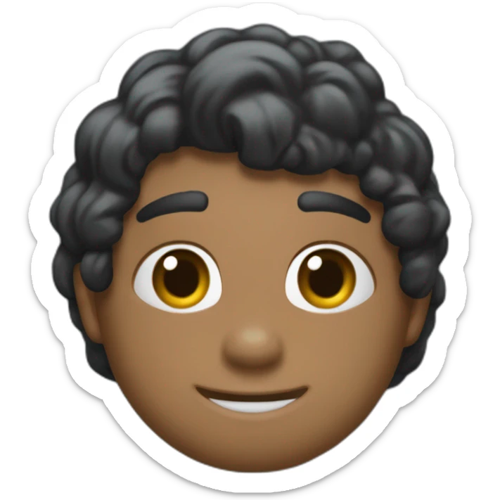 Quiero un emojis que tenga pelo negro con mechas azules y una venda negra y unos cachos negros y una sonrisa brava  sticker