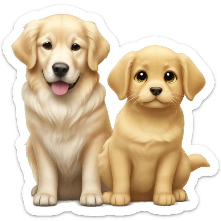 1 pale yellow golden retriever and 2 golden chinchilla cats  sticker