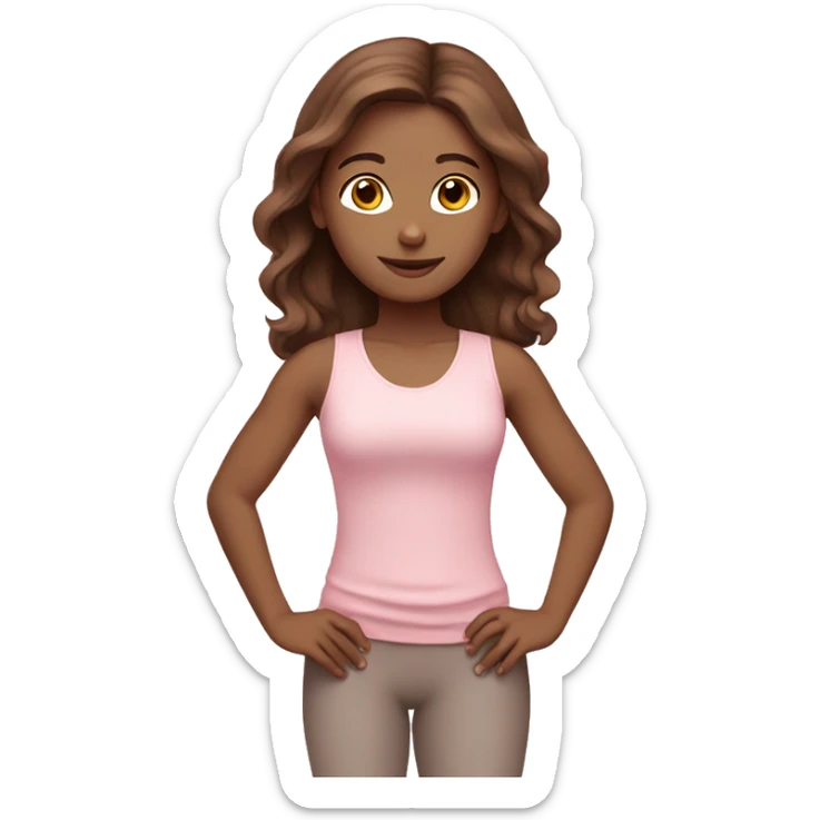 brown hair yoga girl light pink clothes  sticker