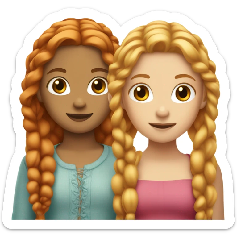 Blonde girl with braids and redhead girl with long wavy hair sticker