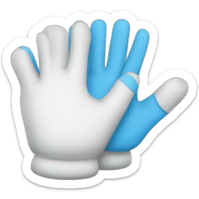 Deux gants blancs souriants, il y a dessiné en bleu un signe mystérieux maçonnique bleu de deux équerres inversées.  sticker