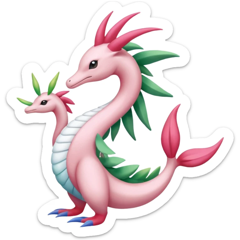 Tropical Pastel Glorious Mezprit-Milotic-Shaymin-Palkia-Pokémon-fusion, full body sticker