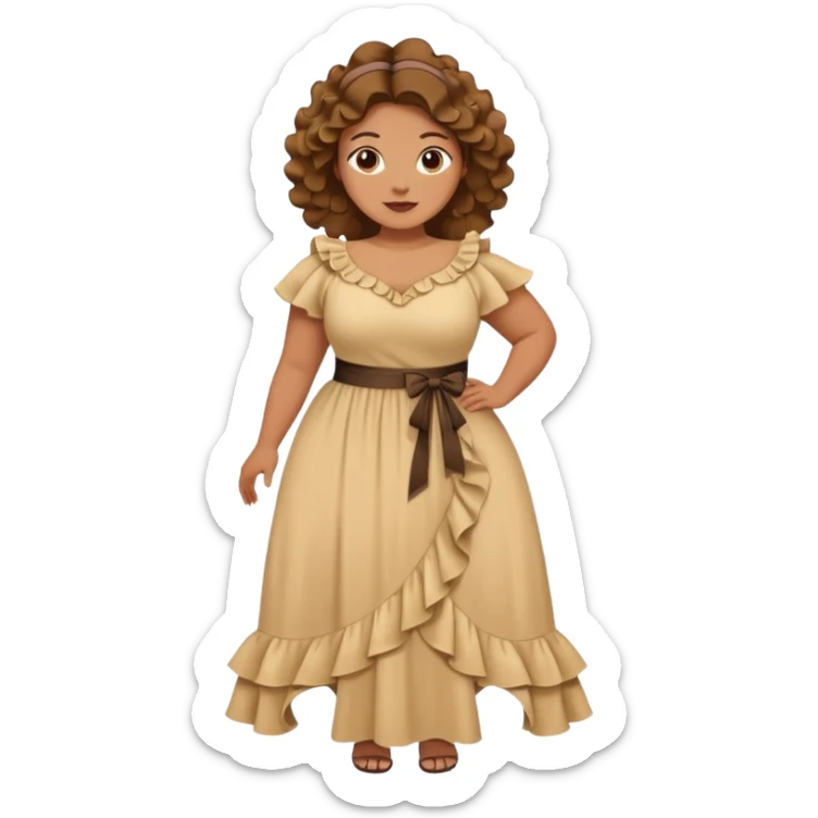 Can you make and she’s wearing a dress like a ruffles and her hand is on her waist and she’s fat sticker