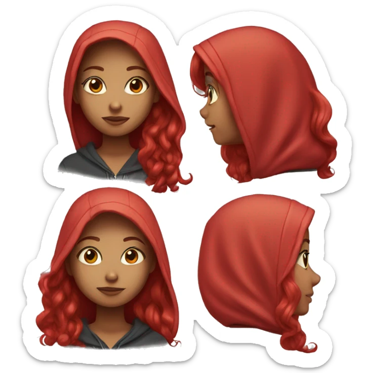 Pretty Girl with long bright red hair and a hoodie sticker
