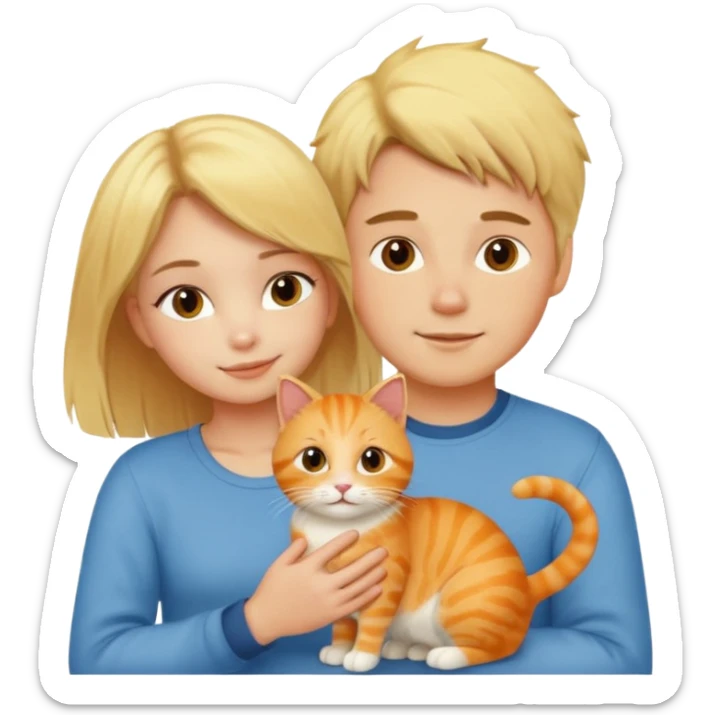blond-hair-girl-and-blond-hair-man-and-orange-cat sticker