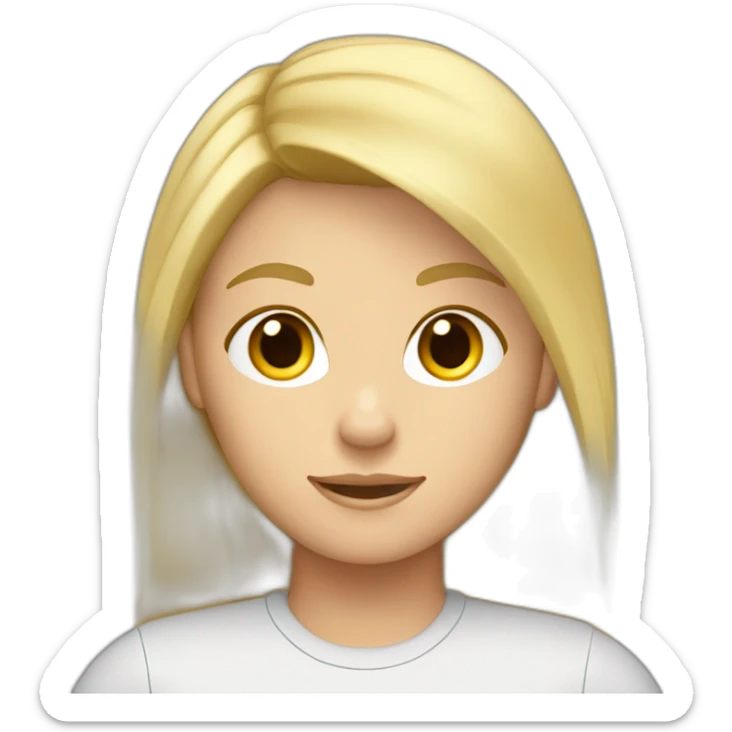 Femme adolescente cheveux blond un peu foncé, peau beige et sweat Decathlon sticker