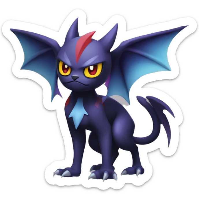 Edgy Cool Kawaii Litten-Noivern-Noibat-Absol-Pokémon Full Body sticker