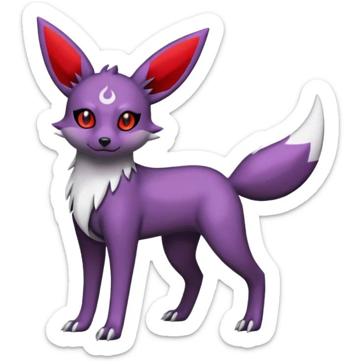 Dark gloomy violet white black Umbreon-Vernid-Zangoose-fusion (full body) sticker