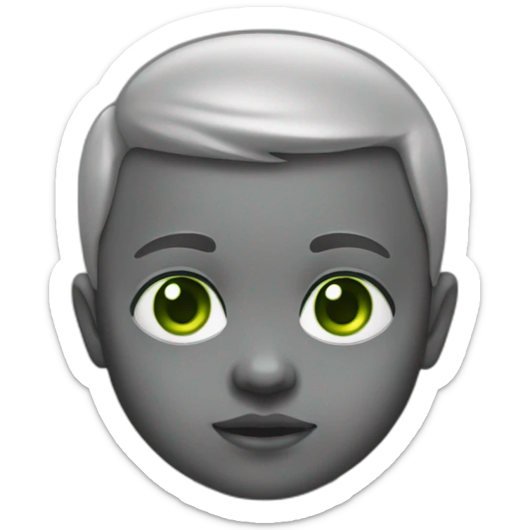 WhatsApp infant emoji with grey skin and green eyes and no hairs sticker