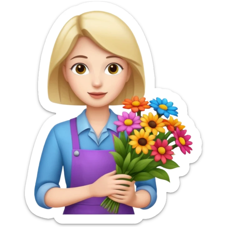 a beautiful bouquet of flowers in the hands of a florist sticker