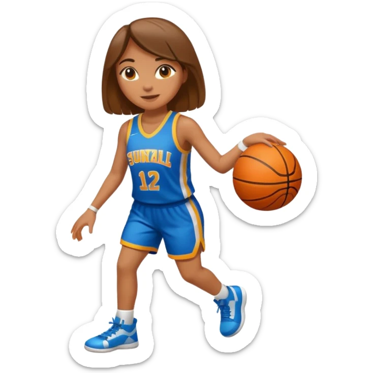 apple style emoji of a basketball girl player with a sunny, summer vibe, representing 'Sunshine Handles' for July sticker