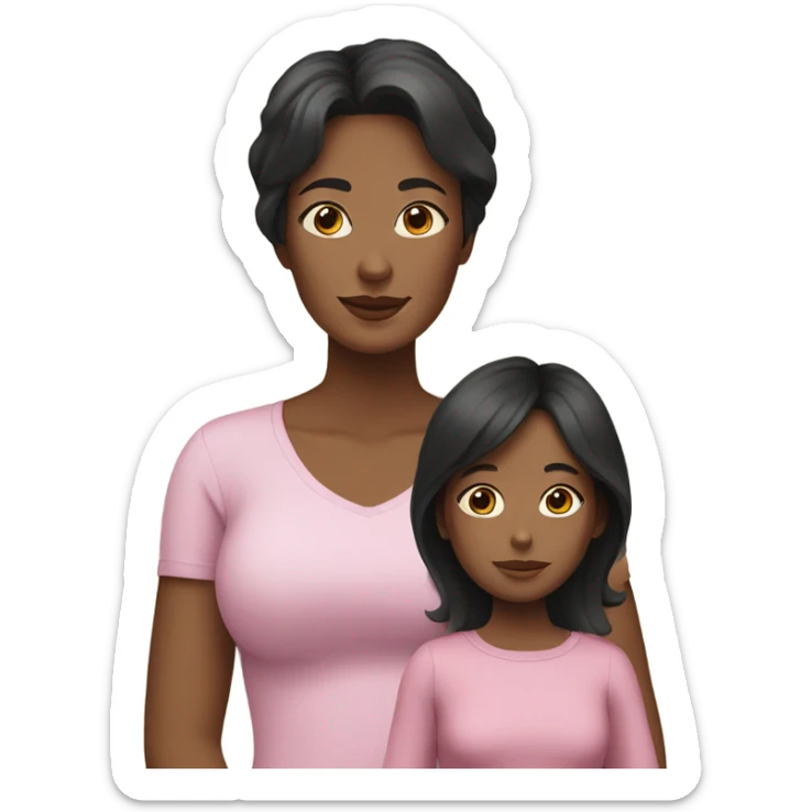 Mother black hair daughter brown hair beauty mask  sticker