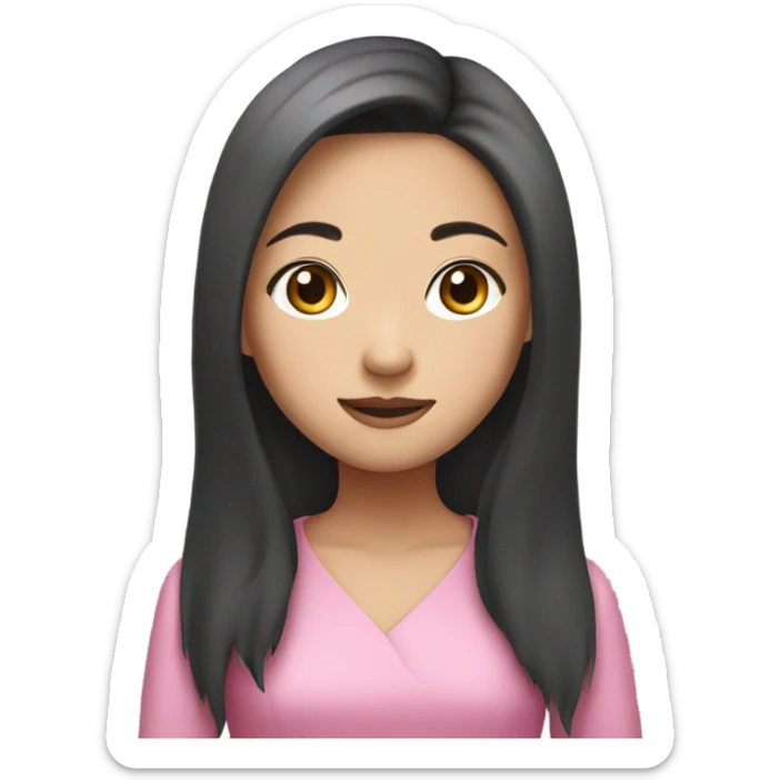 Asian girl with long hair wearing a pink dress sticker