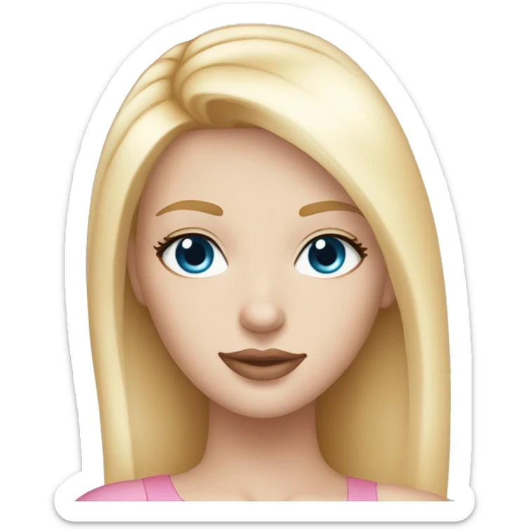 Pretty blonde girl with blue eyes light pink lips and very blonde straight hair sticker