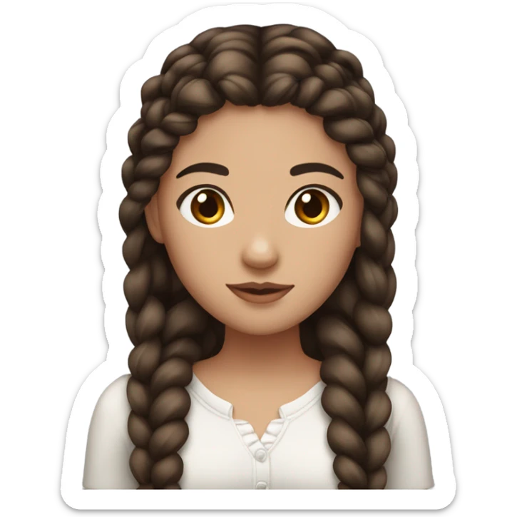 Girl with long dark brown hair french braids with brown eyes fat lips  sticker