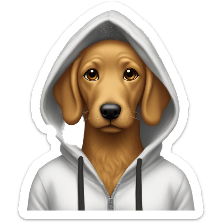 Human in hoodie with head of a sexy Golden doodle   sticker