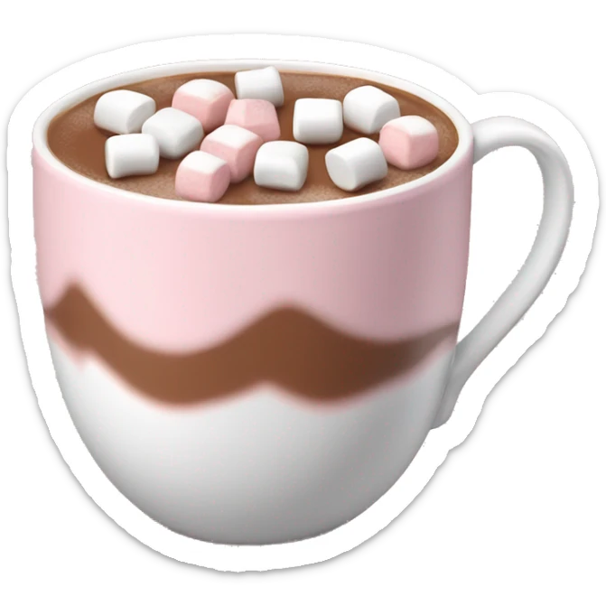 Light Pink mug of hot chocolate with marshmallows  sticker