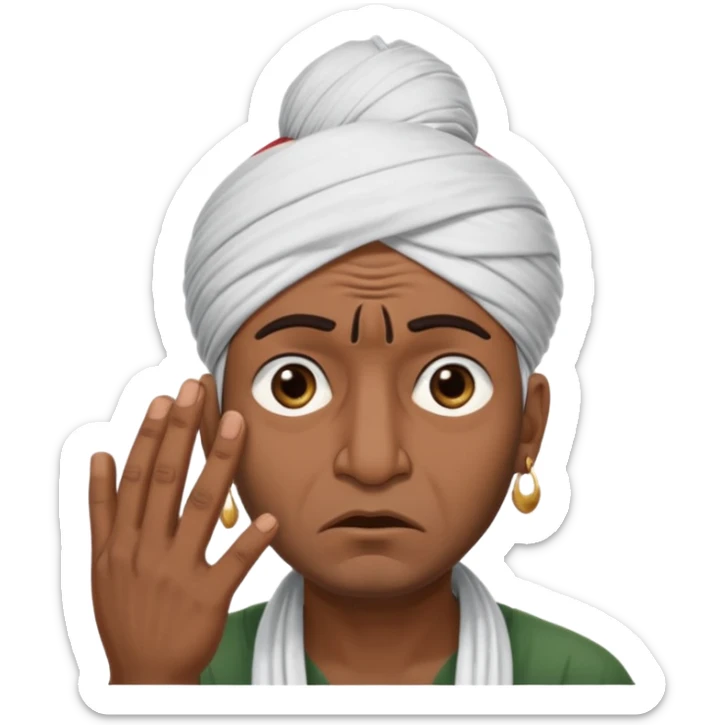 A caricature-style sticker of an Indian man facepalming with frustration but still looking humorous. Add text: ‘Seriously??’ sticker