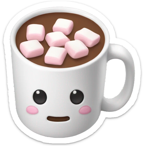 Light Pink mug of hot chocolate with marshmallows  sticker
