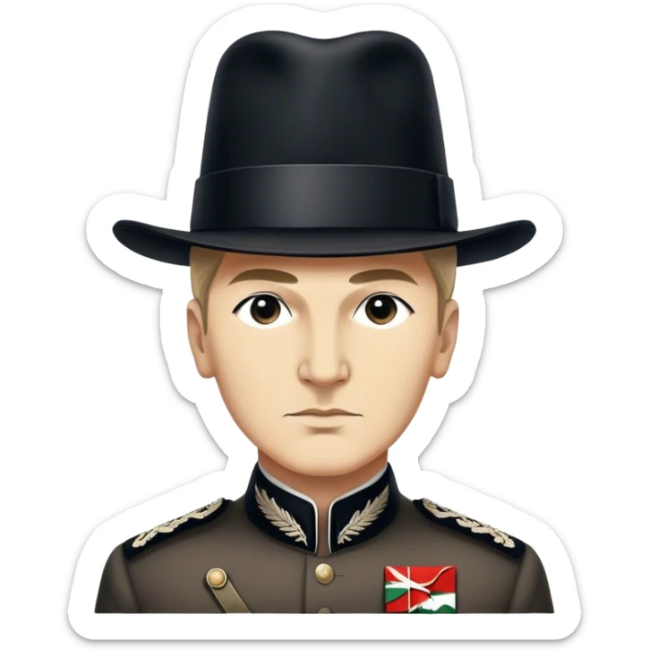 ​Cinematic Realistic Portrait of a Young Mustafa Kemal Atatürk, depicted in his iconic tall black hat and traditional attire with a confident, visionary expression, rendered with rich historical textures and warm, inspiring lighting that captures his youthful dynamism and transformative leadership, sticker