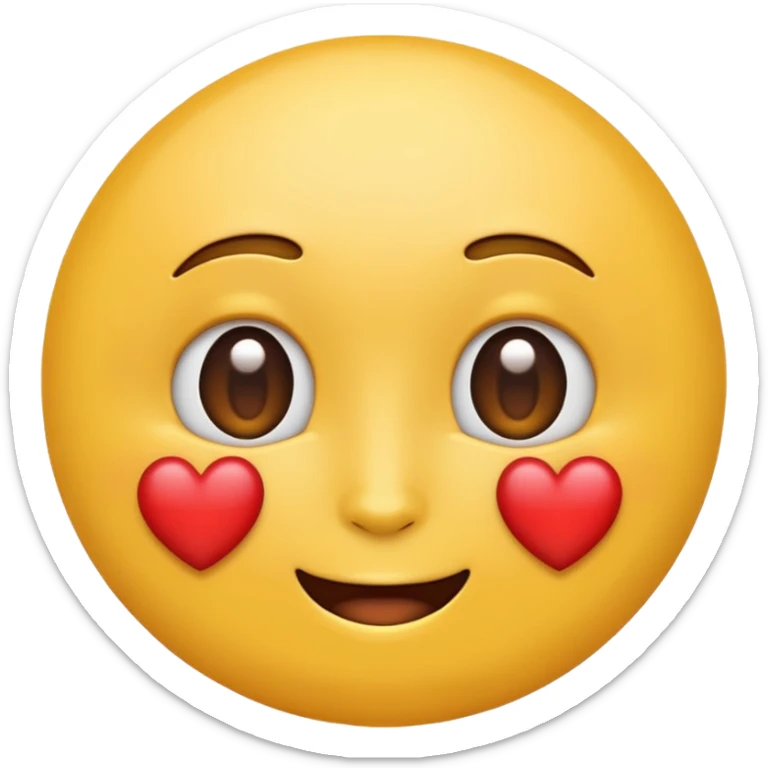 Emoji of a round yellow face with heart eyes, iPhone emoji style. Flat design, smooth gradients, rounded edges, soft shadows, clean look, white background sticker