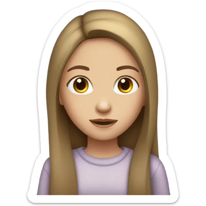 girl with straight long brunette hair, hazel eyes, light skin sticker