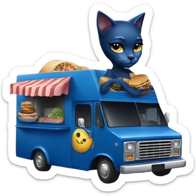 Dark blue Catgirl’s lowrider food truck  sticker