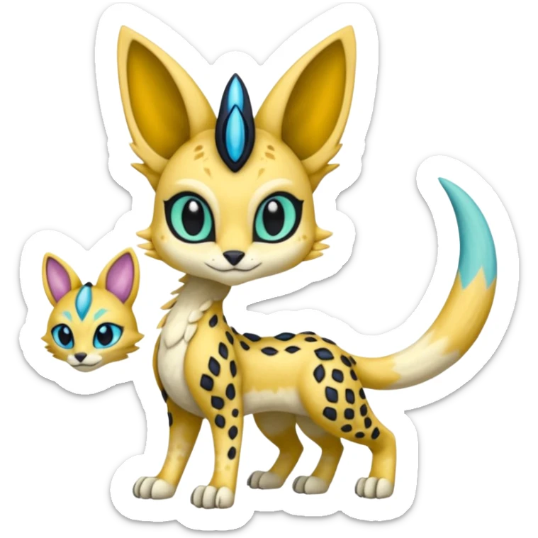 Meloetta-Sergal-Serval-Toothless-Cresselia-Palkia-Stitch-Fakémon-creature-hybrid sticker