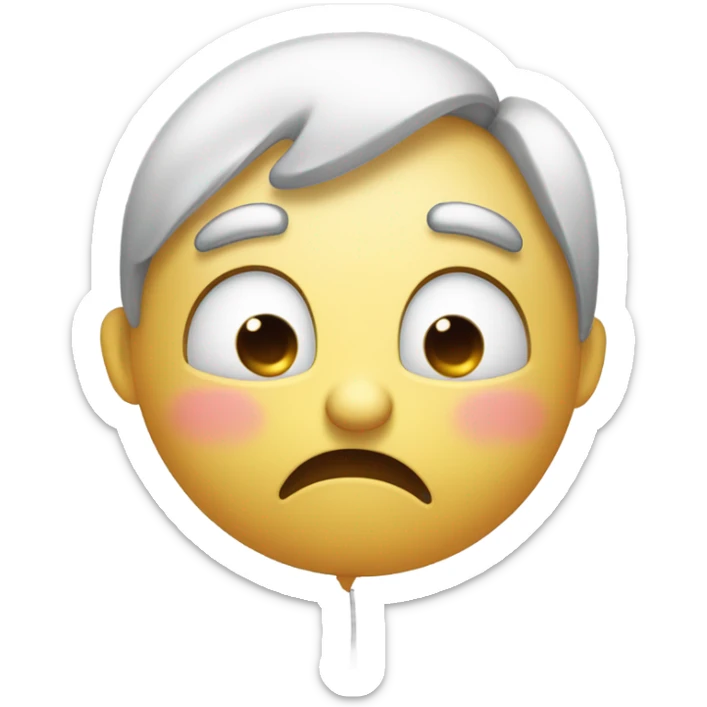 weary face with scratches drooling inhaling helium from balloon sticker