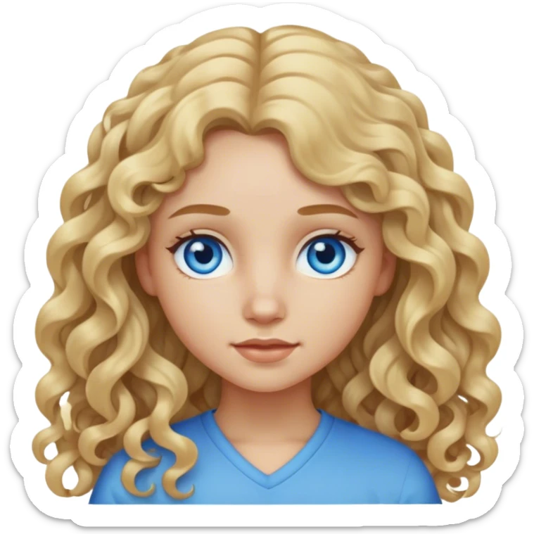 Girl with Long curly middle blond Hair Blue eye and light Skin  sticker
