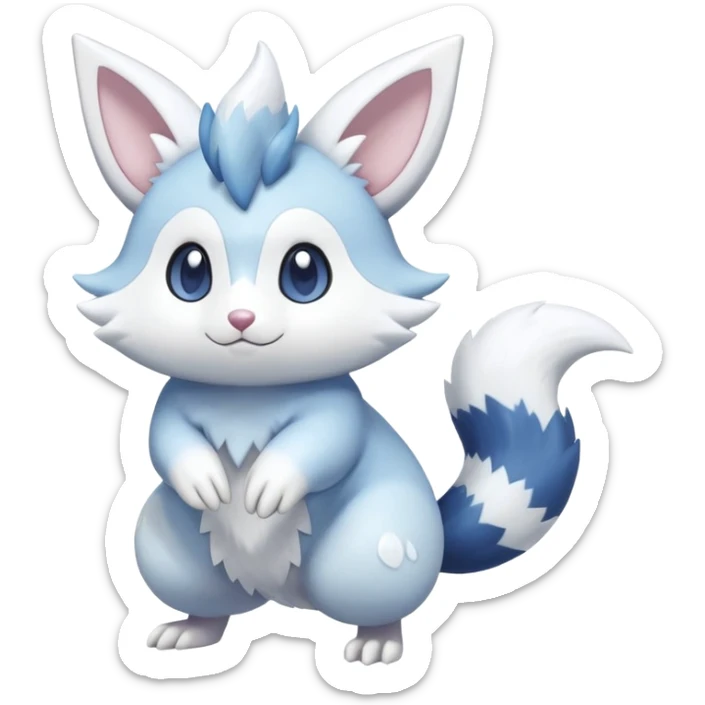 Shiny White Pastel Snowy Icy Sparkly Cute Furret-Meowstic-Zangoose-Hybrid (Full body) sticker