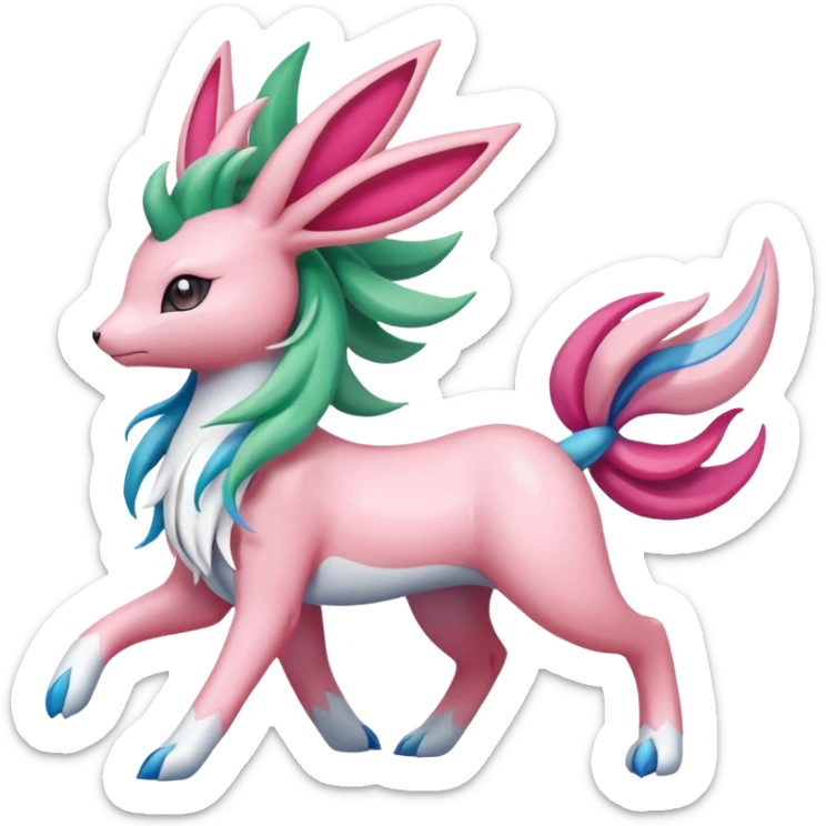 Shaymin-Sylveon-Suicune-Milotic-Amaura-Pokémon-Fakémon-fusion, full body sticker