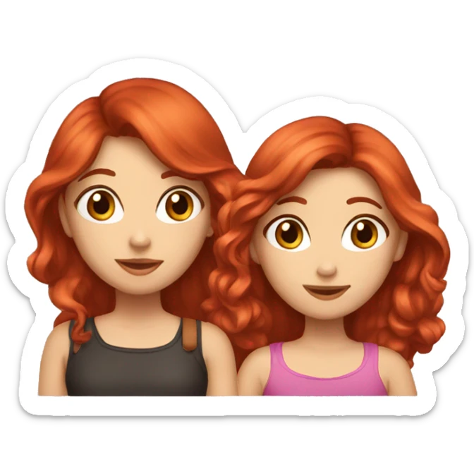 two--girls best friends brown hair and red hair sticker