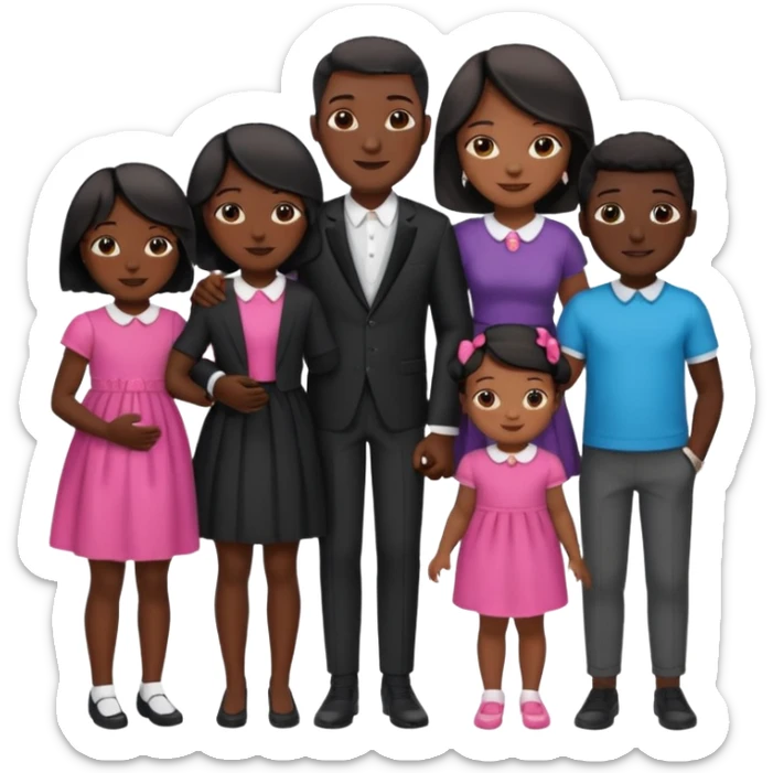 A fam of 7 mom dad big bro big sis middle sis and 2 baby we r black skin coulor and we r fine and baddies sticker