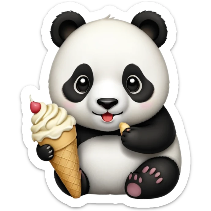 Panda eating ice cream sticker