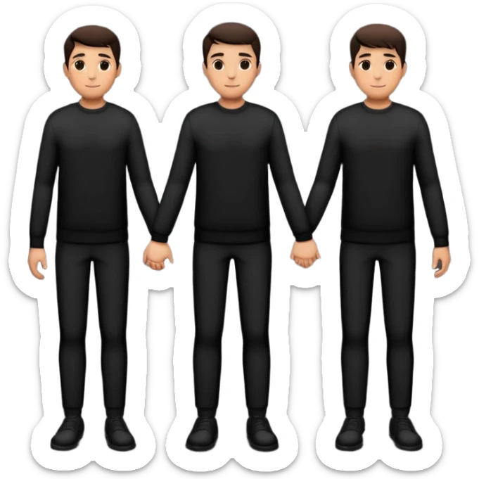 Três homens de mãos dadas, faça como se fosse sombra da silhuetas sticker
