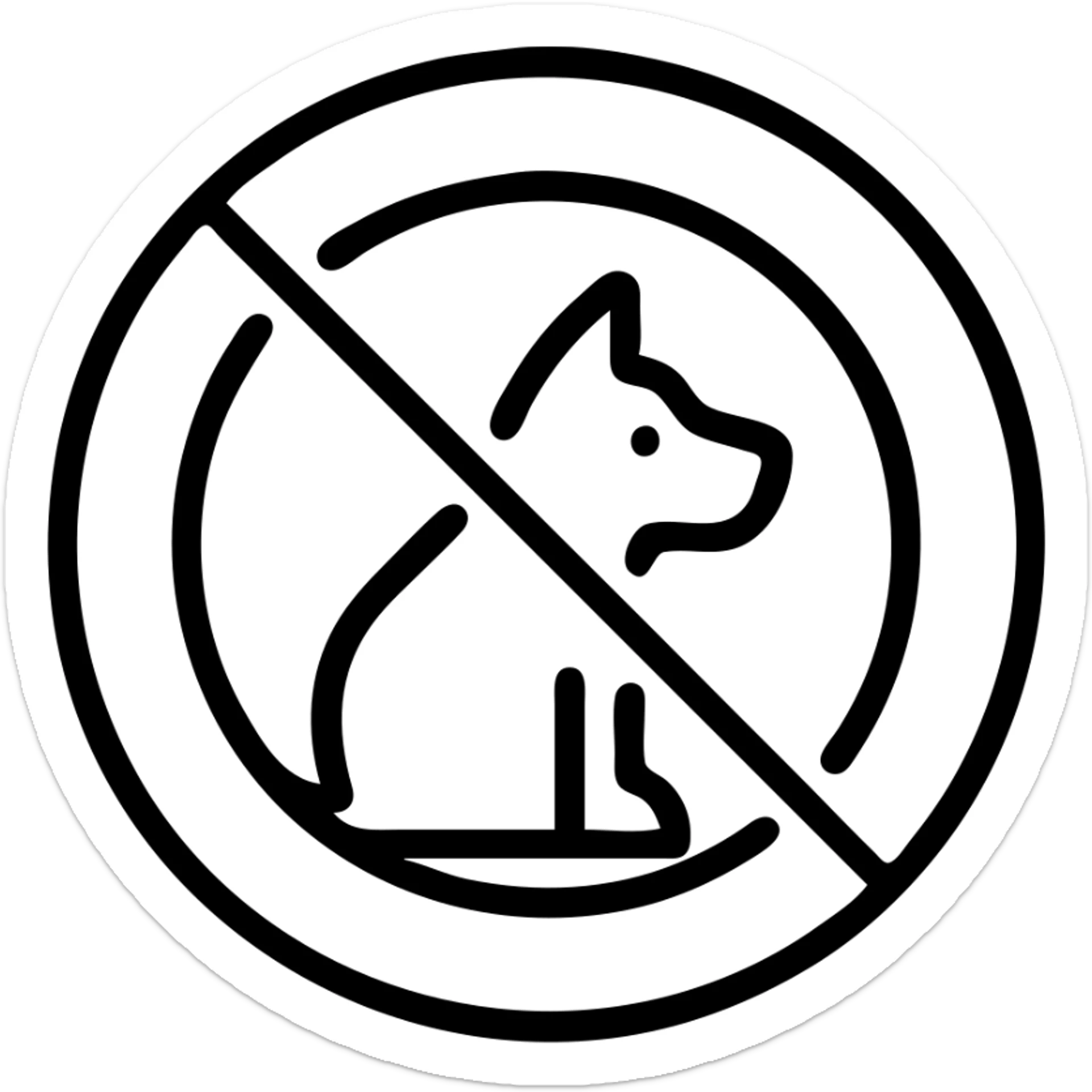 no pet sign, universal prohibition sign with a pet silhouette, clean and clear, no text sticker