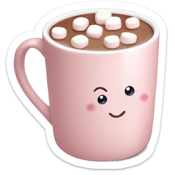 Light Pink mug of hot chocolate with marshmallows  sticker