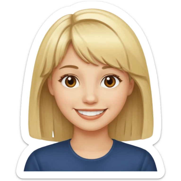 blondynka srednie włosy z taką dłuższą grzywka sticker