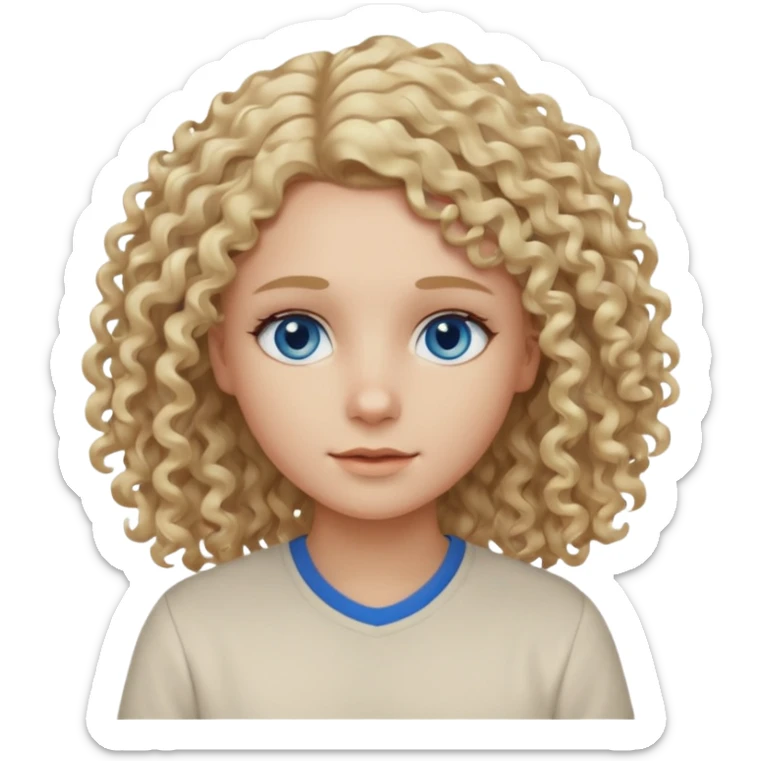 Curly blond blue eyes. Long hair cool beige blond. Longer hair beige ash blonde sticker