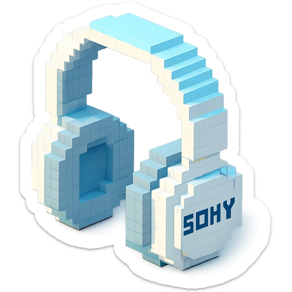 full-size white Sony headphones sticker