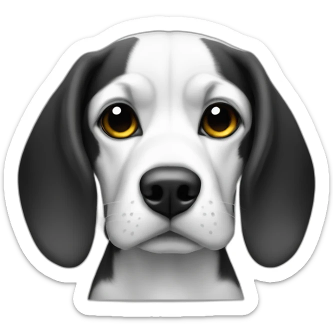 beagle dog black and white, with eyes covered in black, no other color sticker