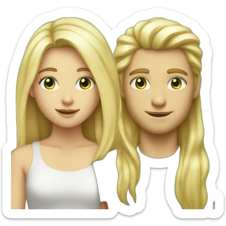 Blonde girl with green eyes with blonde guy with long hair sticker