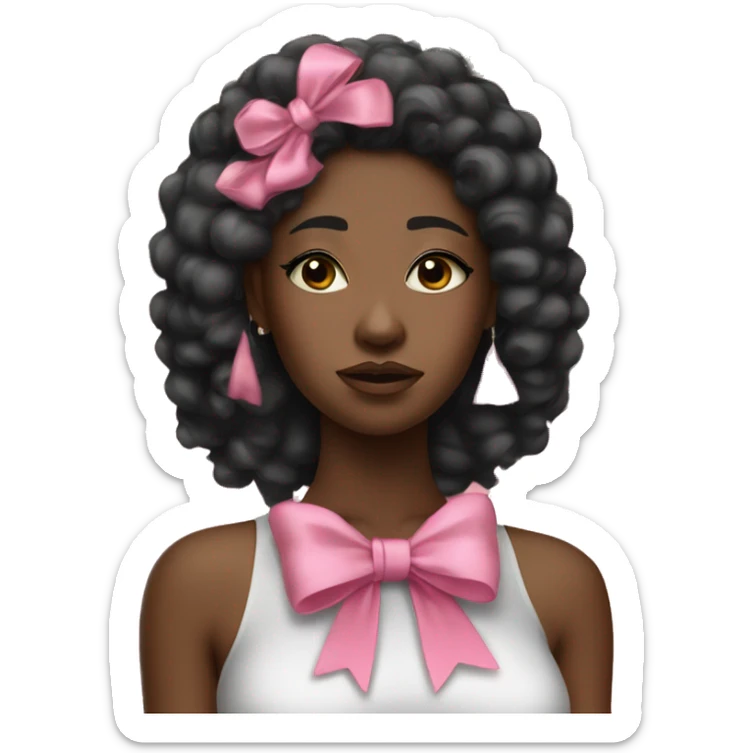 Stylish black girl crying with pink bow on her hair and stack of money on one of her hands sticker