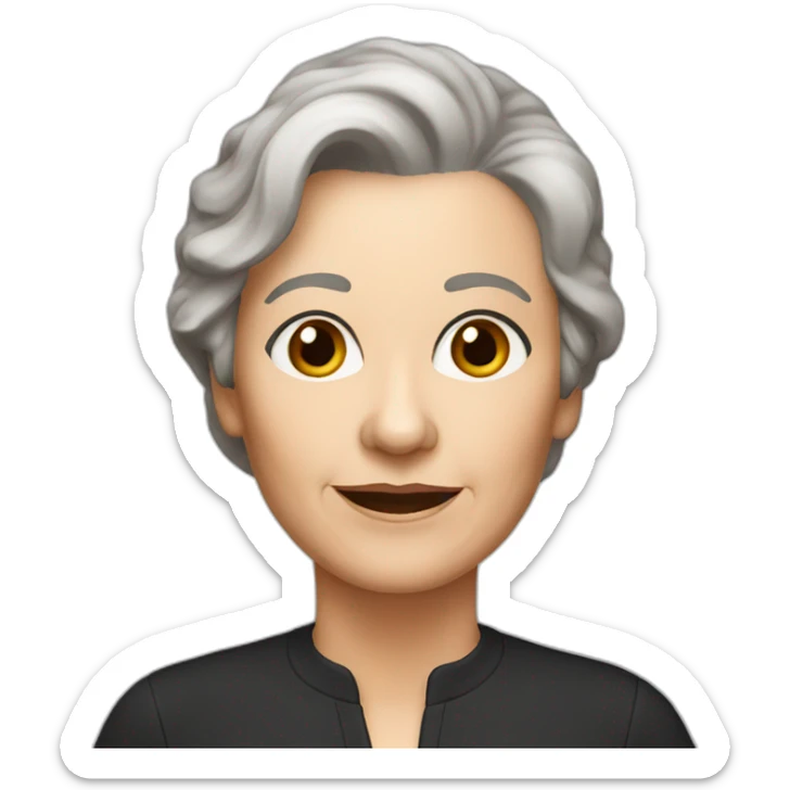 White 63 yrs old woman brown hair and black eyes sticker