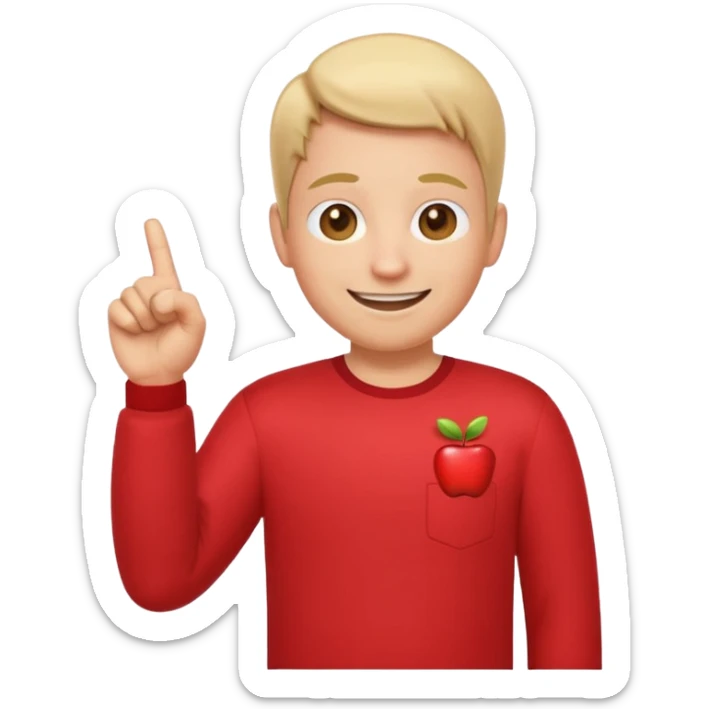 emoji of a happy cartoon person pointing downward toward the ground with both hands, standing upright, smiling warmly, both index fingers extended and pointing down clearly, simple light background, expressive and playful Apple emoji design showing the meaning “here / down here sticker