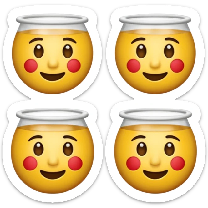 Crea un emogmji che piange con delle tazze sotto le lacrime sticker