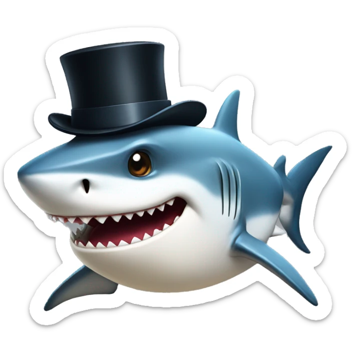 Shark with a top hat sticker